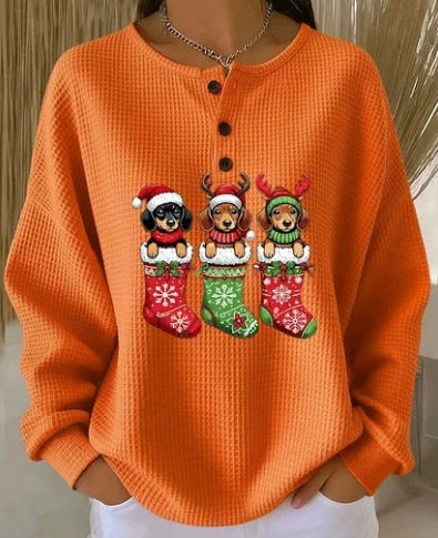 Womens Retro Casual Laid-back Sweatshirt