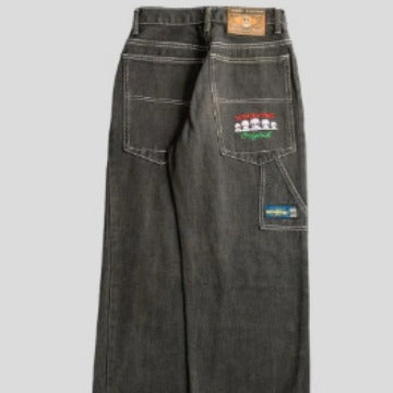 Popular American Retro Alien Print Street Cool Wear Harajuku Wide-leg Jeans