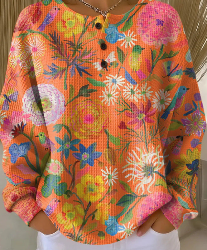 Womens Retro Casual Laid-back Sweatshirt