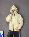 Double-layer Masked Hooded Loose Zip Men's Solid Color Hoodie