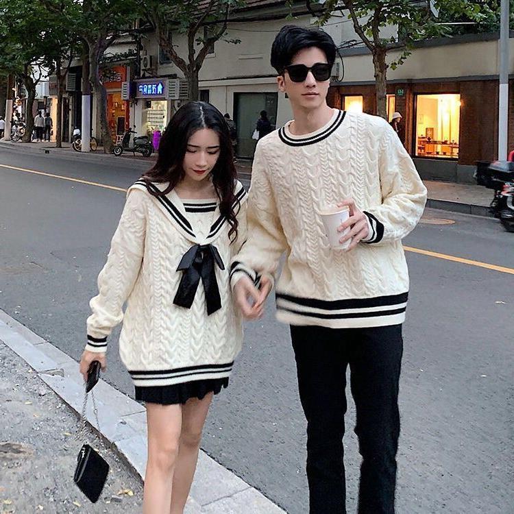 Versatile Color-blocking Ins Japanese-style Preppy Fashion Pullover Top