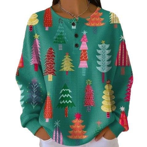 Womens Retro Casual Laid-back Sweatshirt