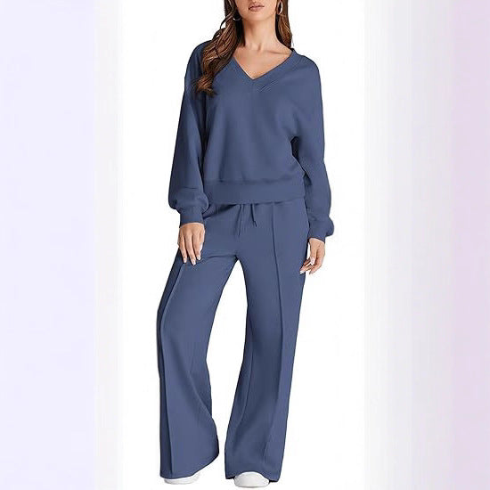 Simple Solid-color Versatile Casual Womens Set