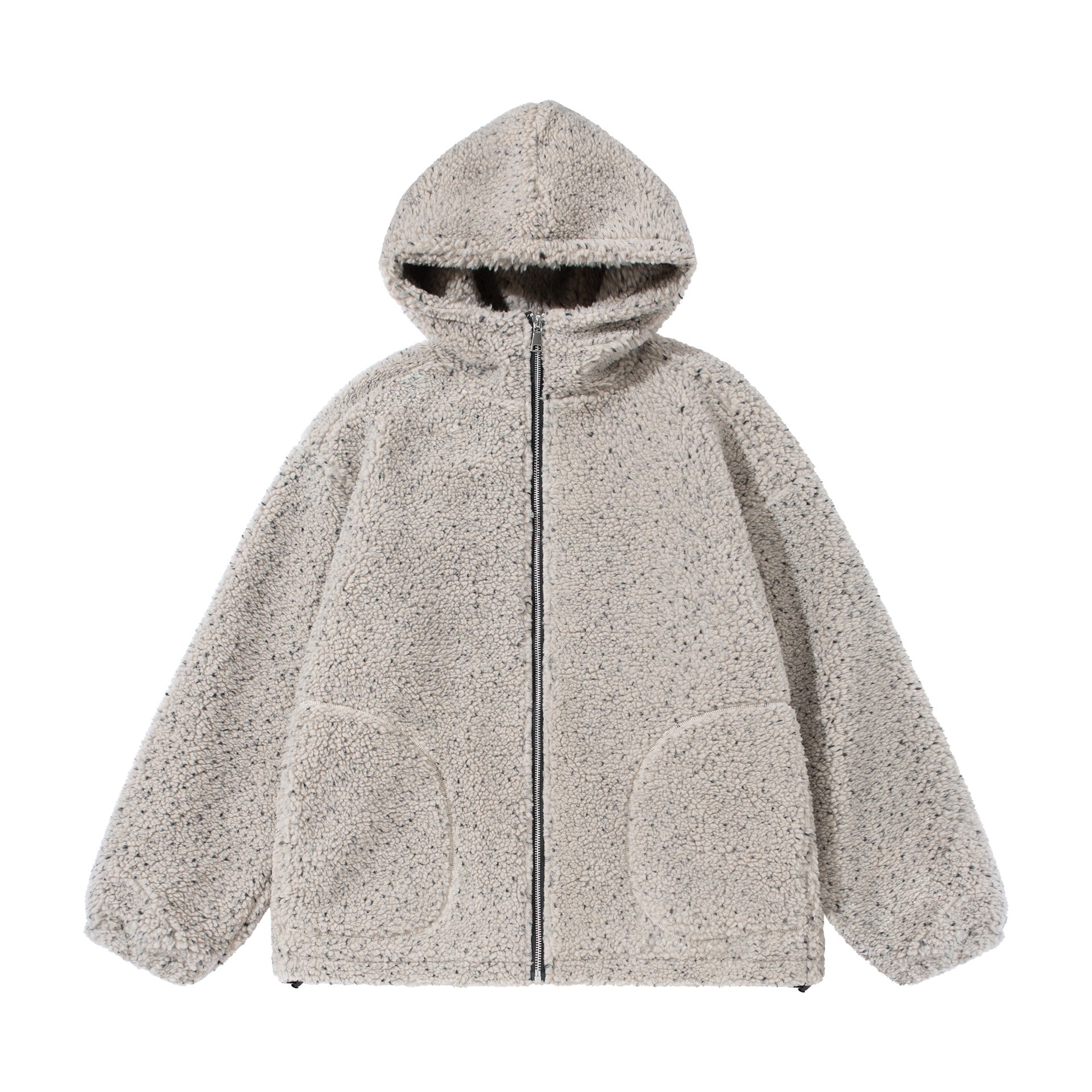 Variegated Hooded Lamb Wool Velvet Padded Thickened Coat