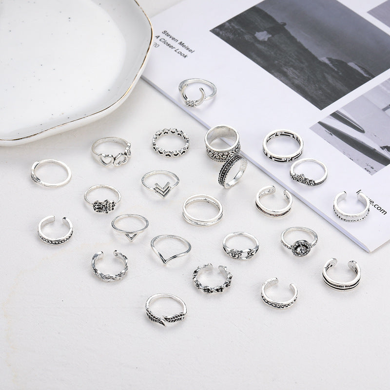 Customizable Vintage Hollowed-out Heart Ring Set