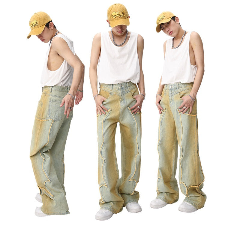 New High Street Retro Loose Distressed Popular Loose Jeans