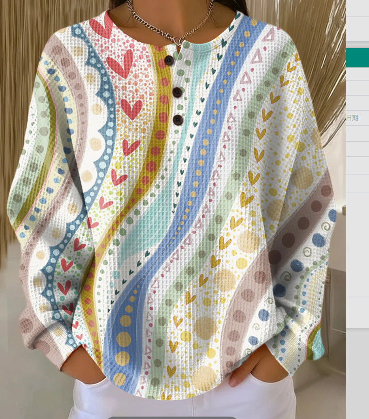 Womens Retro Casual Laid-back Sweatshirt