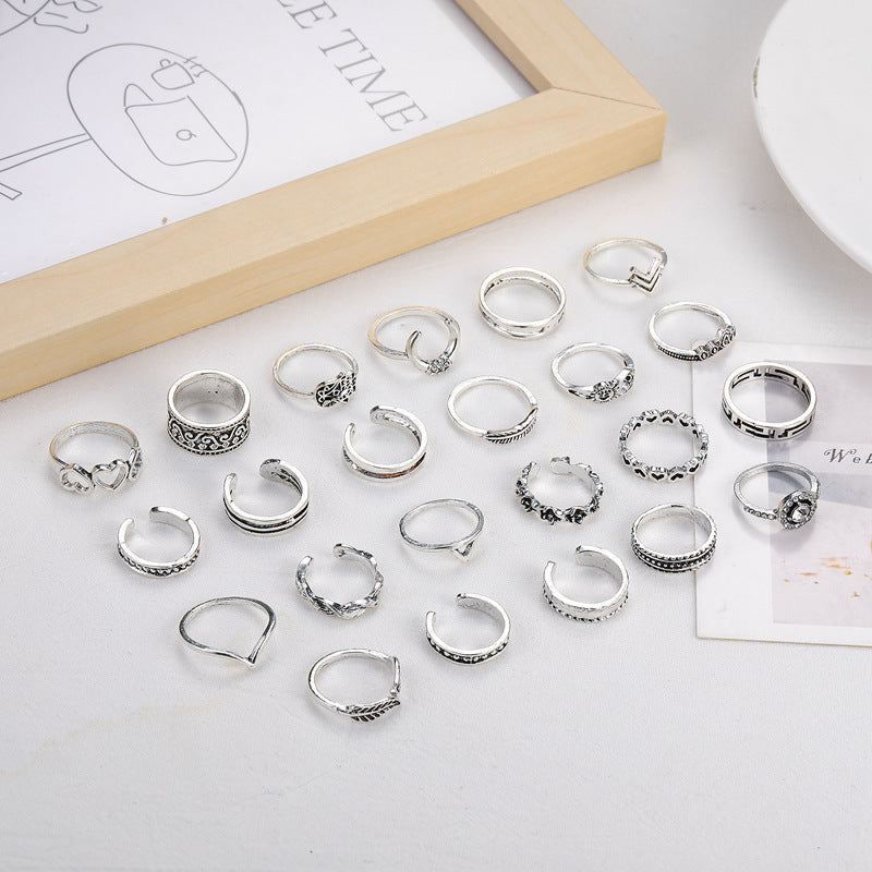 Customizable Vintage Hollowed-out Heart Ring Set