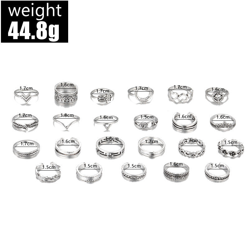 Customizable Vintage Hollowed-out Heart Ring Set