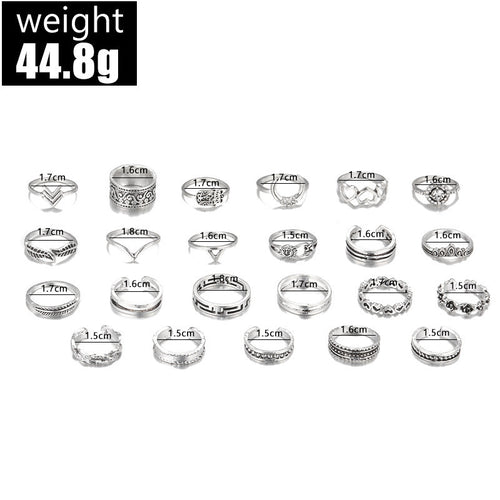 Customizable Vintage Hollowed-out Heart Ring Set