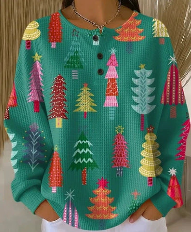 Womens Retro Casual Laid-back Sweatshirt