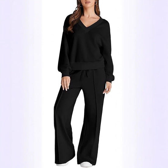 Simple Solid-color Versatile Casual Womens Set