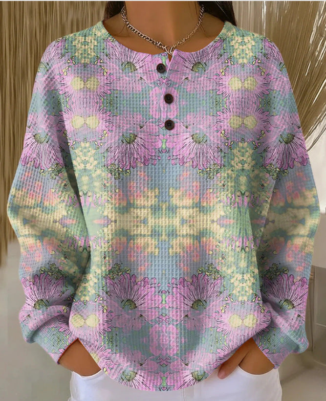 Womens Retro Casual Laid-back Sweatshirt